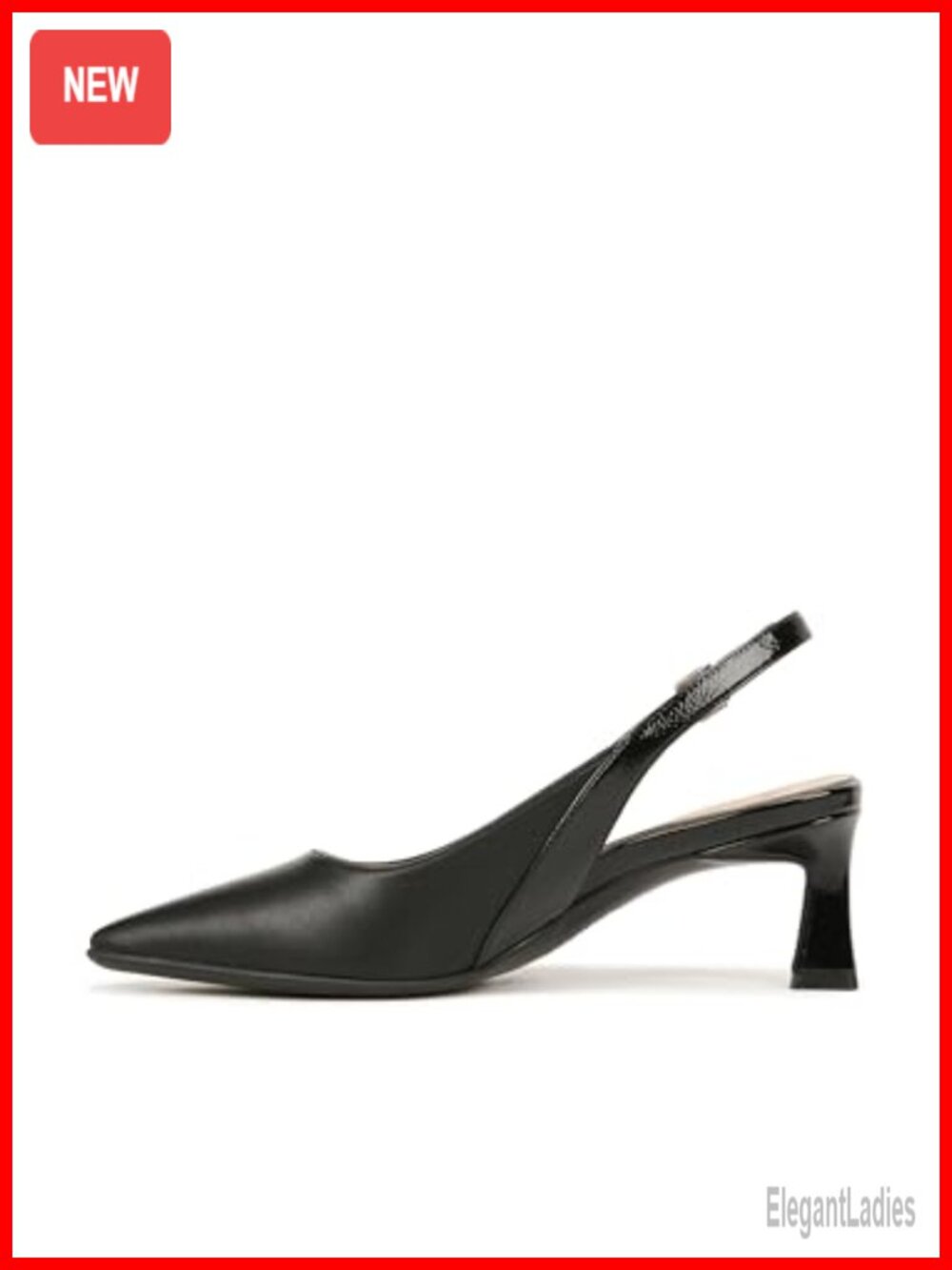 Slingback Pump Pointed Toe Buckle Closure Flare Heel Dress Shoe